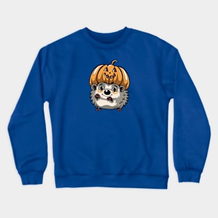 Halloween hedgehog with pumpkin Crewneck Sweatshirt